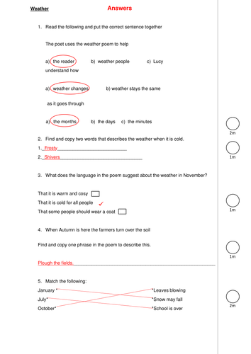 KS2 Comprehension Test (answers)