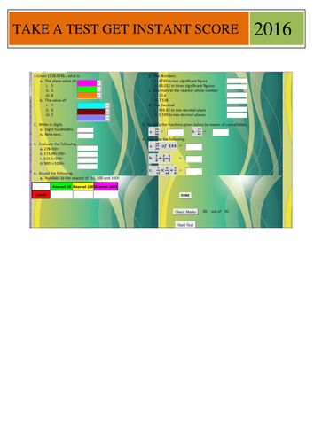 PLACE VALUE and ROUNDING Test Software