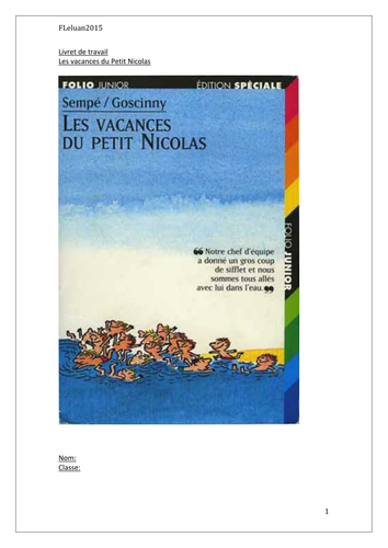 Le Petit Nicolas part en vacances - booklet 