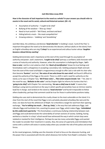 Lord Of The Flies Thesis Analysis