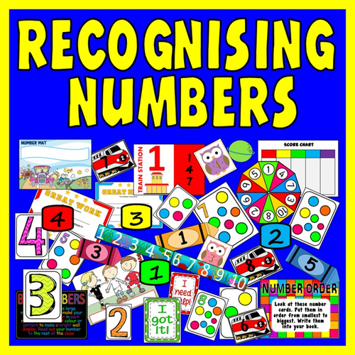 RECOGNISING NUMBERS 1-10  RESOURCES - NUMERACY MATHS EARLY YEARS KS1 GAMES FLASHCARDS