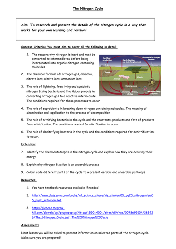 Nitrogen Cycle Independent Learning Task Teaching Resources