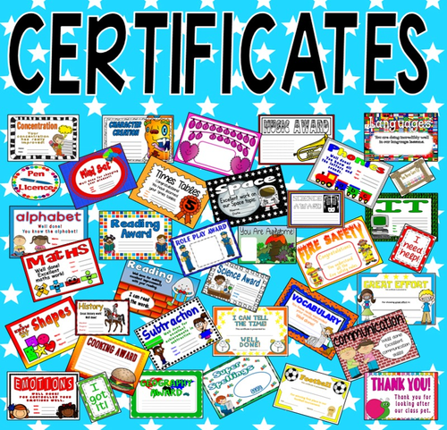 85 CERTIFICATES - ASSESSMENT WELL DONE EYFS KS 1-2 ENGLISH MATHS SCIENCE SPORTS OTHER