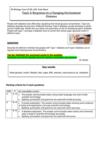 6 mark question practise for GCSE Science (Edexcel Core Science but can be used for OCR/AQA)