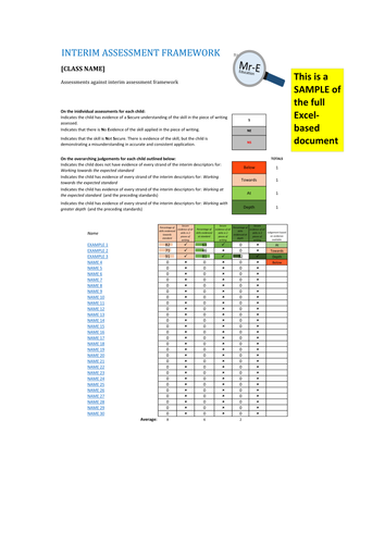 Key Stage 2 Interim Assessment Tracker SAMPLE
