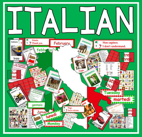 ITALIAN LANGUAGE  RESOURCES -DISPLAY FLASHCARDS POSTERS WORKSHEET GAMES