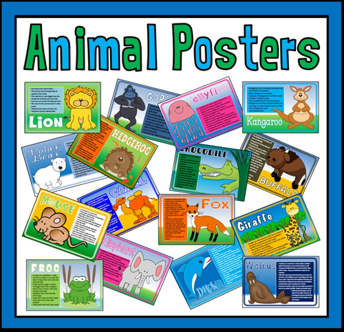 50 A4 ANIMAL FACTS POSTERS -DISPLAY EARLY YEARS KS1 SCIENCE 