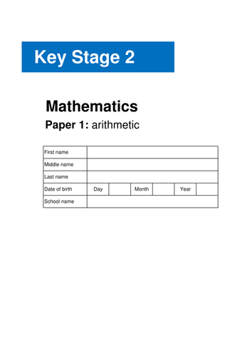 Year 6 Arithmetic Test Generator - 2016 SAT