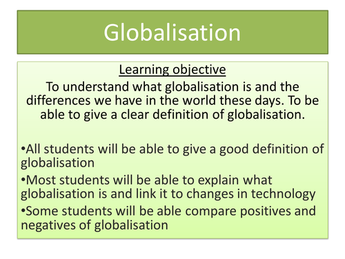 Globalisation  (Business studies; Geography or PSHE)    Year 7-9