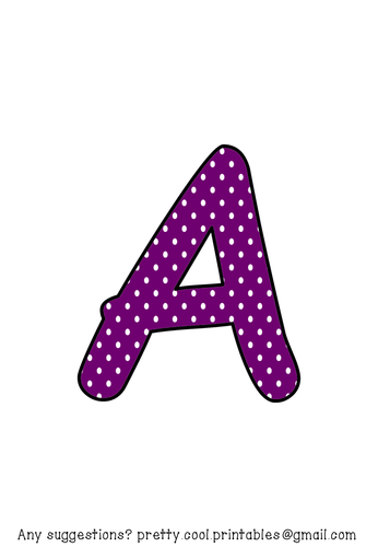 Printable display bulletin letters numbers and more: Purple Polka Dot