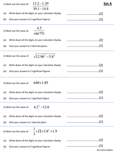 Calculator Skills Questions for GCSE Calculator Paper Revision