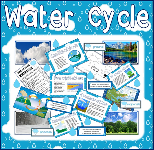 WATER CYCLE TEACHING RESOURCES KS1-2 SCIENCE OCEANS DISPLAY processes ...