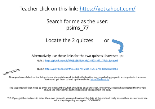 Resistant Materials GCSE Quiz KAHOOT Links REVISION