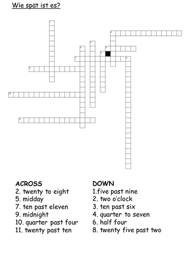 crosswords and vocab test on time Teaching Resources