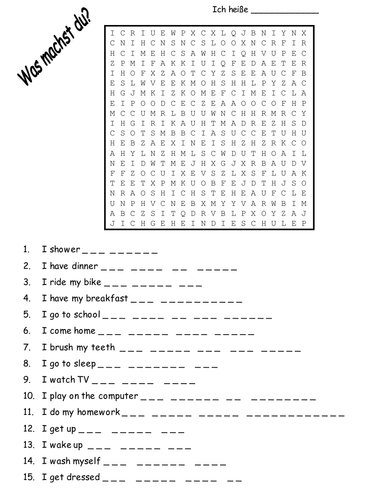 wordsearch daily routine
