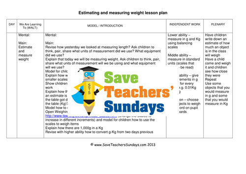 Measuring Weight KS2 Worksheets and Lesson Plans