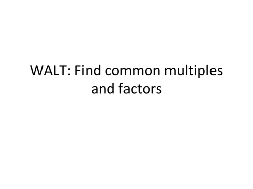 Factors and Multiples 