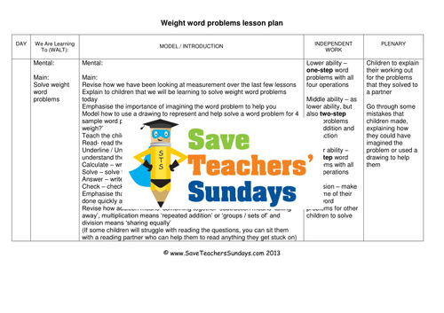 Weight Word Problems KS2 Worksheets, Lesson Plans, PowerPoint, How to (RUCSAC) and Answer Frame