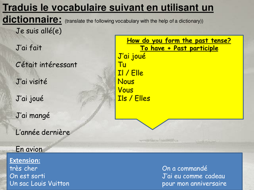 GCSE READING and WRITING Les vacances | Teaching Resources