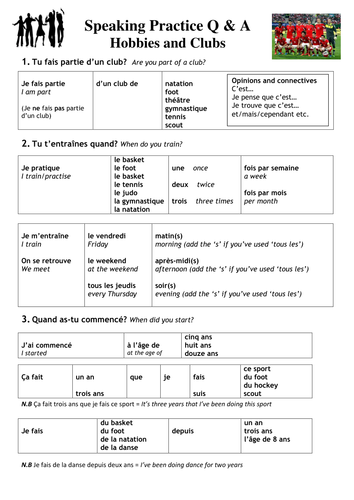 Sports, Hobbies, Clubs - Speaking Practice