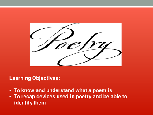 Poetry Introduction (poetic devices)