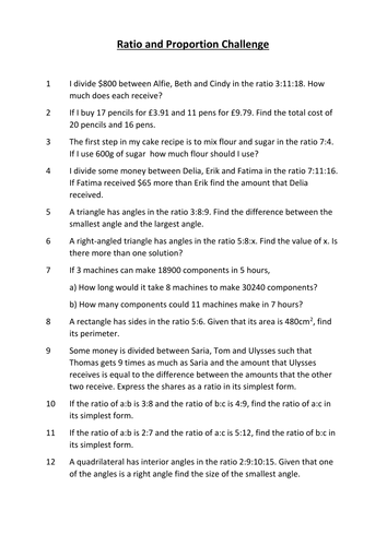 Ratio & Proportion Challenge