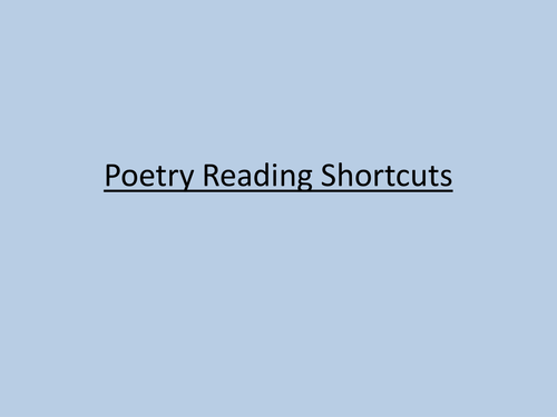 Poetry Term Understanding Shortcuts