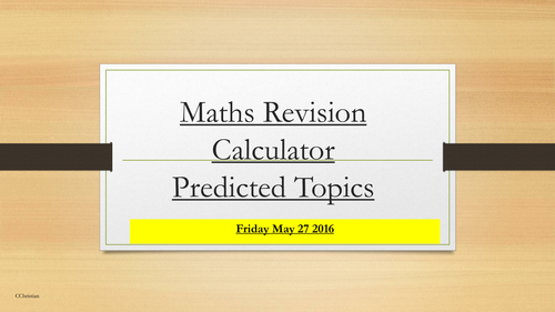 Gcse Maths Calculator Paper Revision 2016