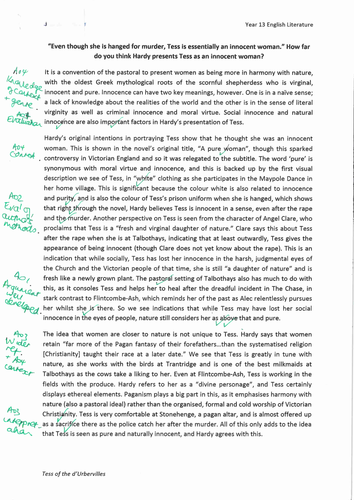 Exemplar Essays Tess Of The D Urbervilles Teaching Resources