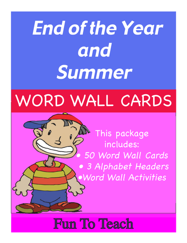 End of the Year and Summer Vocabulary Word Wall