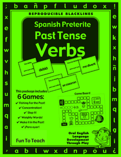 Spanish Preterite Past Tense Verbs - Copy, Cut, Play!