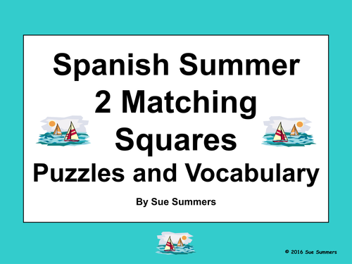 Spanish Summer 2 Matching Squares Puzzles 4 x 4