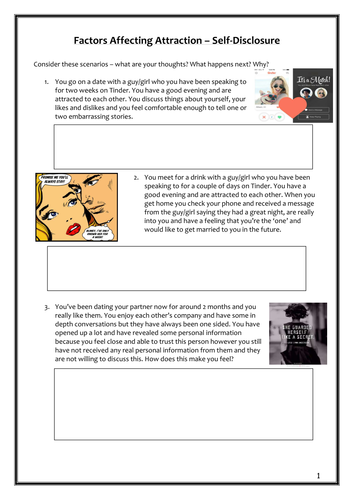 Relationships - Self Disclosure Workbook AQA A Level Year 2