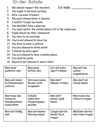 School rules - consolidation, tests and revision