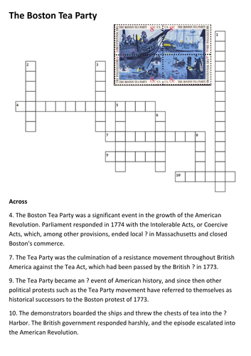 The Boston Tea Party Crossword 