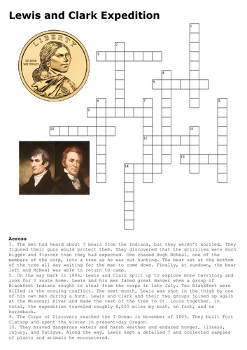 Lewis and Clark Expedition Crossword Teaching Resources