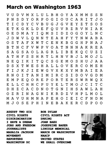 March on Washington 1963 Word Search 