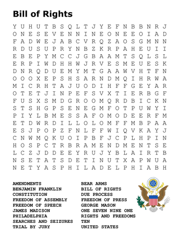 The Bill of Rights Word Search by sfy773 - Teaching Resources - Tes