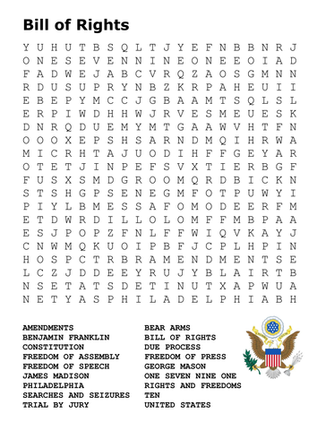 The Bill of Rights Word Search 