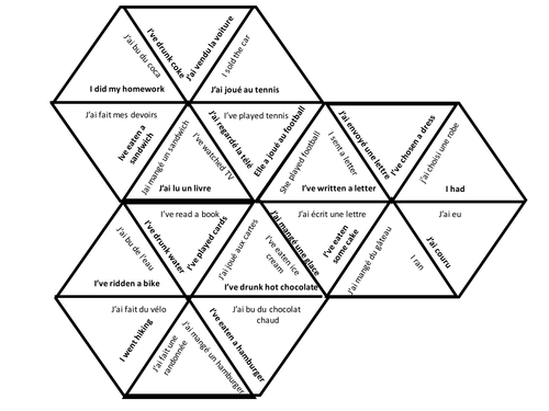 vocabulary puzzle past tense with avoir
