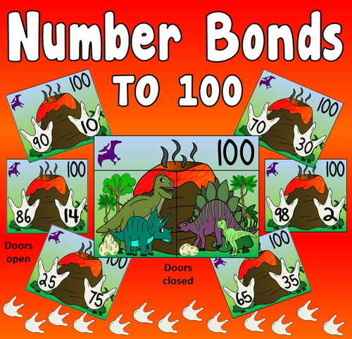 NUMBER BONDS CARDS TO 100 TEACHING RESOURCES MATHS NUMERACY DISPLAY EYFS KS1