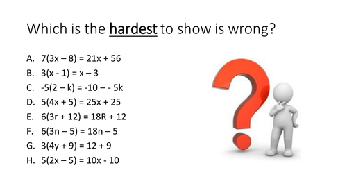 Expanding Brackets Error Misconceptions Maths Mastery Questions Activity and Worksheet