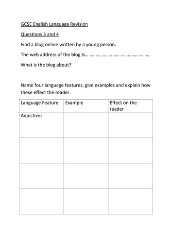 AQA GCSE English Language Foundation Revision Question 3 And 4 