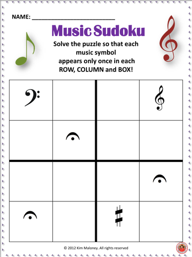 Music Symbols 4x4 Sudoku Puzzle