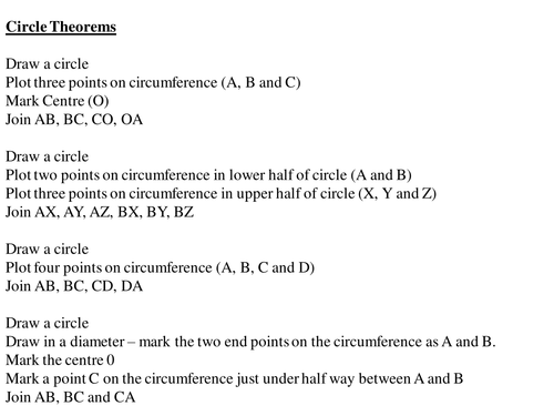 Circle Theorems 4 tasks to start off investigations into Circle Theorems