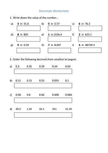 KS3 Place Value Worksheet by jinkydabon - Teaching ...