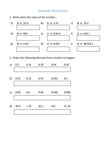 Ks3 Maths Ordering Decimals Worksheet By Jlcaseyuk Ordering Decimals Lesson Ks3 Mistry 