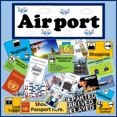 AIRPORT ROLE PLAY TEACHING RESOURCES LITERACY DISPLAY GEOGRAPHY WO