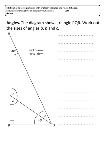 Angles on a Triangle Solving problem examination Question Assessment