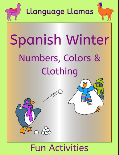 Spanish Winter Activities - numbers, colors and clothing